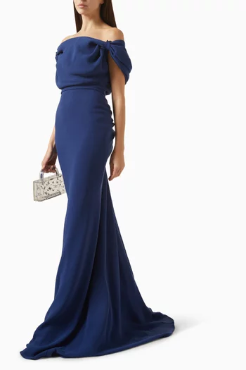 Sylvie Off-shoulder Gown in Crepe