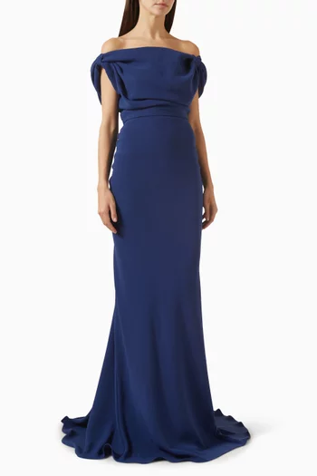 Sylvie Off-shoulder Gown in Crepe