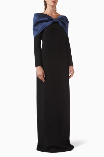 Off-shoulder Bow Gown in Crepe