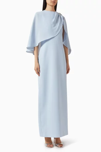 Cape-detail Gown in Crepe