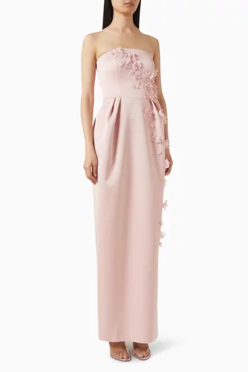 فستان ميموزا طويل مزين بزهور