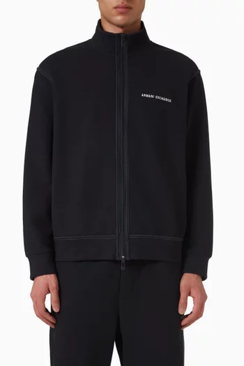 سويت شيرت بشعار الماركة وسحّاب مزيج قطن