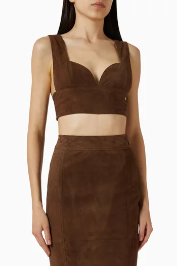 Logo Crop Top in Suede