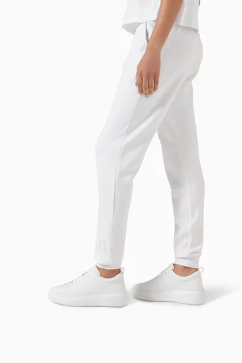 سنيكرز أسفل الكاحل بشعار الماركة جلد بقر