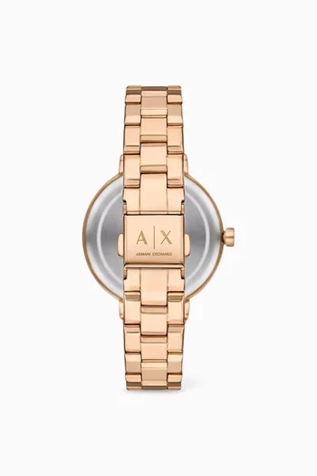Jackie Automatic Watch & Bracelet Set in Rose Gold-tone Stainless Steel