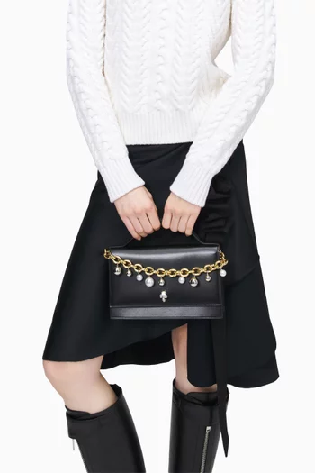 حقيبة بحلية جمجمة ويد علوية جلد عجل