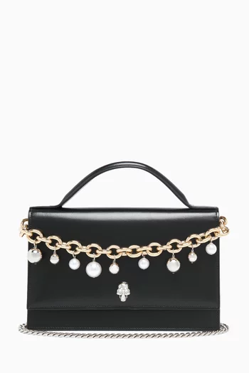 حقيبة بحلية جمجمة ويد علوية جلد عجل