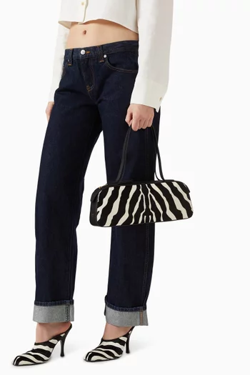 Simona Shoulder Bag in Zebra-printed Calf-hair
