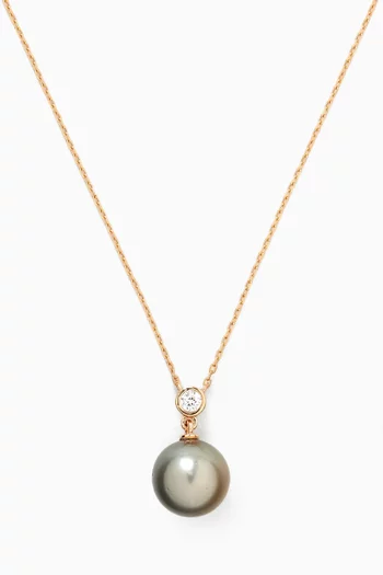 Tahitian Pearl & Diamond Pendant in 18kt Rose Gold