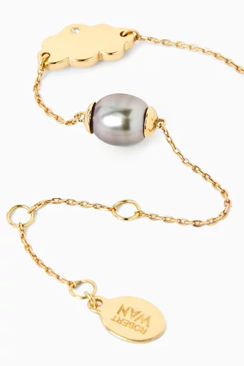 Pearl & Cloud Charm Bracelet in 18kt Gold