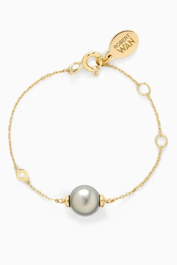 Pearl & Diamond Bracelet in 18kt Yellow Gold