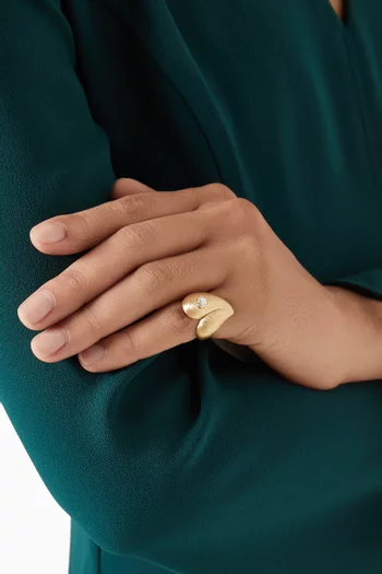 خاتم بتصميم قلب مرصع بالماس ذهب أصفر عيار ‏18‏