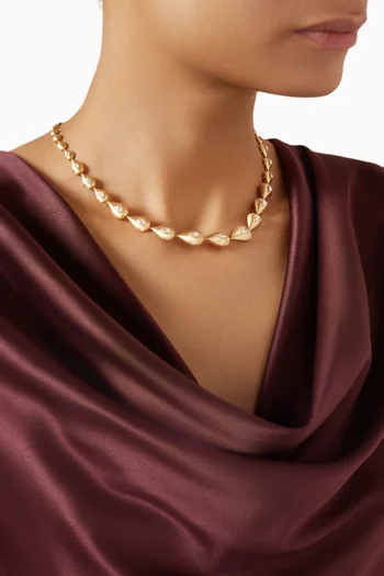 قلادة مرصعة بماس ماركيز ذهب ‏أصفر عيار 18