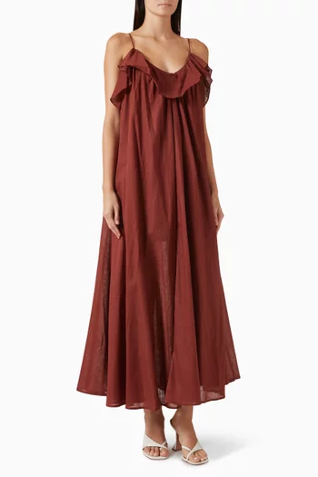 فستان كابري مزيج كتان