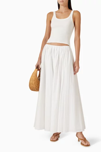 بلوزة فيبي بلا أكمام بفتحة رقبة مستديرة مزيج قطن