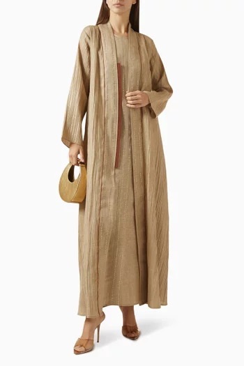 3-piece Abaya Set in Linen Foil