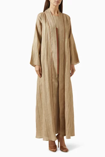 3-piece Abaya Set in Linen Foil