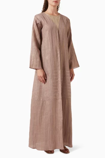 3-piece Abaya Set in Linen Foil