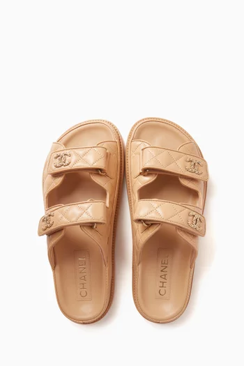 Unused Dad Slide Sandals in Lambskin, EU 38