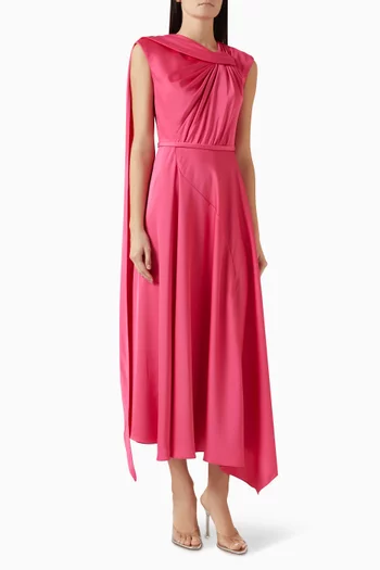 فستان متوسط الطول بدرابيه