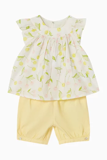 بلوزة كشكش بطبعة ليمون