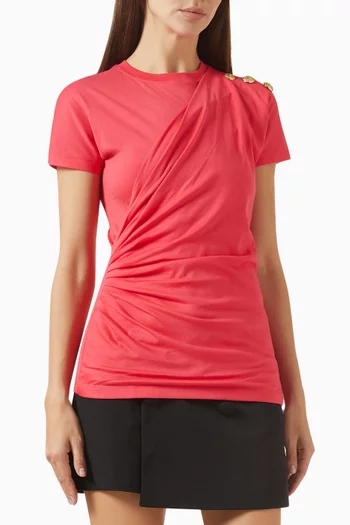 3-button Draped T-shirt in Cotton
