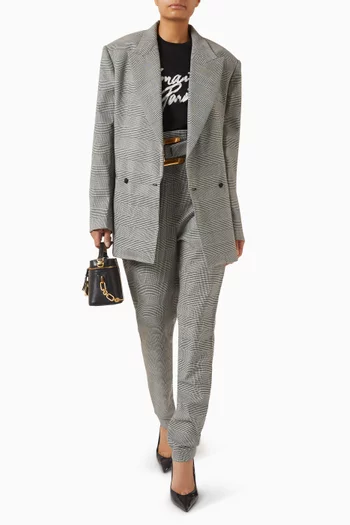 بنطال بنقشة مربعات برينس أوف ويلز مزيج صوف بكر