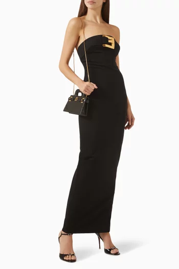 فستان بصدرية بحزام وإبزيم جيرسيه