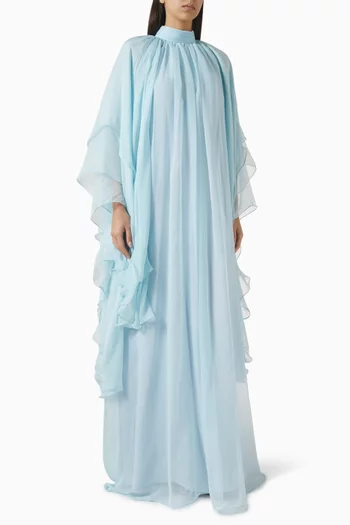 Blura Ruffled Maxi Dress in Silk-chiffon
