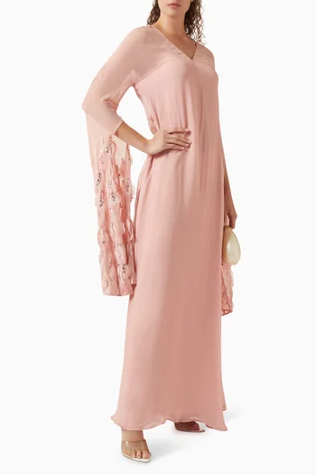 Embellished Feather-trim Dress