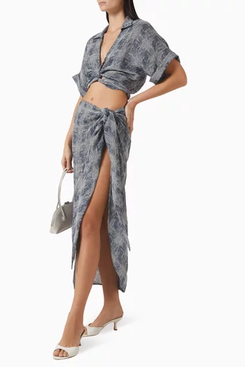 Pearl Wrap Midi Skirt in Gauze