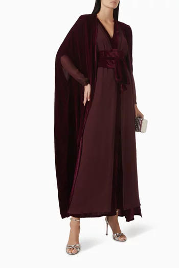 Abaya & Dress Set in Velvet & Chiffon