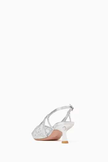 حذاء كلاسيك مايشا بسير خلفي وتصميم مرصع بكريستال وكعب 60 مم قماش شبكي وجلد