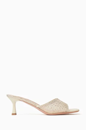 Kiva 75 Crystal Mules in Mesh & Metallic Leather