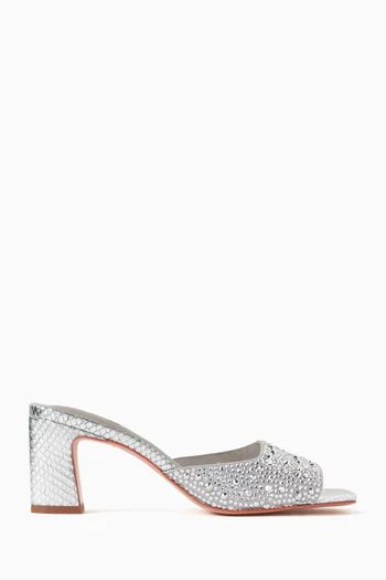 حذاء مفتوح هيلدا بكعب 65 مم جلد بنقشة جلد الأفعى