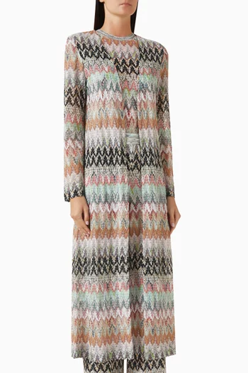 كارديغان منسوج بنقشة خطوط متعرجة