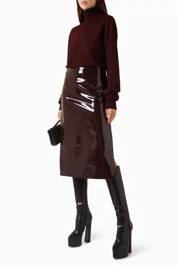 سترة إيف بياقة عالية رفيعة صوف مارينو