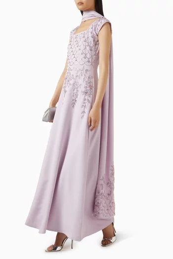 Embellished Shawl Gown