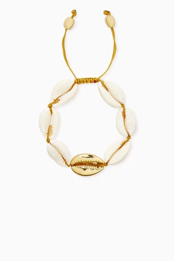 Large Puka Shell Bracelet in 24kt Gold-plated Brass