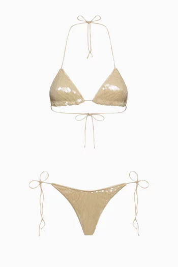 طقم بيكيني ماريلين مايكرو مطرز بالترتر