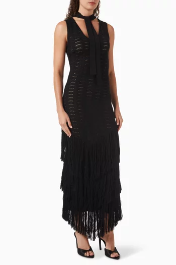 Rumi Fringed Maxi Dress in Knit