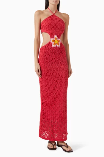 Lucinda Flower Maxi Dress in Knit