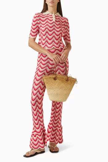 بلوزة إيلودي منسوجة بنقشة خطوط شيفرون متعرجة