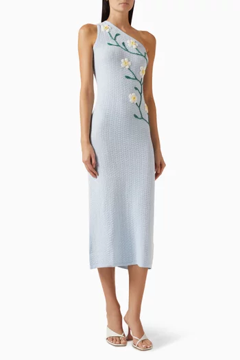 فستان تايلا طويل بكتف مكشوف منسوج