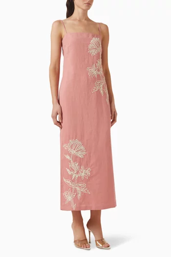 فستان متوسط الطول بحمالات