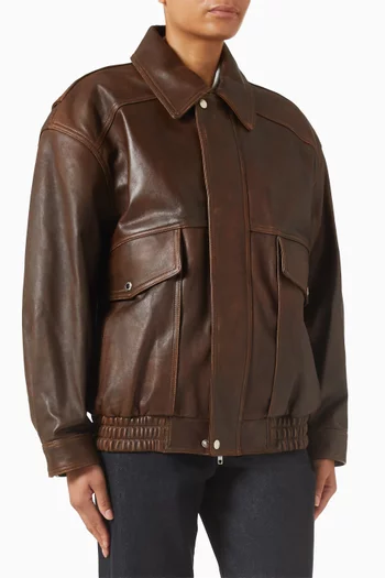 Unisex Oversized Blouson Jacket in Vintage Leather