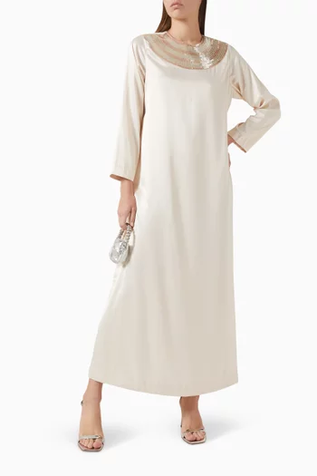 Embellished Neck Maxi Dress