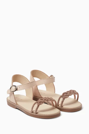 Embellished Braided Strap Sandals