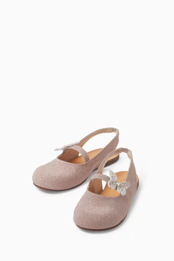 Butterfly Crystal-embellished Slingback Flats