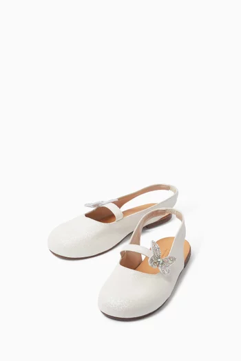Butterfly Crystal-embellished Slingback Flats